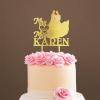 Lesbian Silhouette Cake Topper for Wedding with Pet Mrs. & Mrs. Wedding Cake Topper Personalized Cake Topper Marriage Equality Cake Topper Funny Cake Toppers for Wedding Gold Glitter, 6 Inch view 1