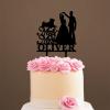 Mr & Mrs Rustic Wreath Couple's Names Cake Topper Bride And Groom with Pet Wedding Cake Topper Couple Silhouette Custom Initials Cake Topper Anniversary Cake Toppers Black Acrylic, 6 Inch view 4