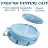 Denture Case, Definitely No-Leak Denture Bath Box for Traveling Perfectly, Denture Cup with Strainer & Magnetic Mirror,Completely Clean Care for Retainer, Mouth Guard, & Denture (BLUE) view 2