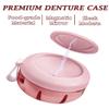 Denture Case, Definitely No-Leak Denture Bath Box for Traveling Perfectly, Denture Cup with Strainer & Magnetic Mirror,Completely Clean Care for Retainer, Mouth Guard, & Denture(PINK) view 2
