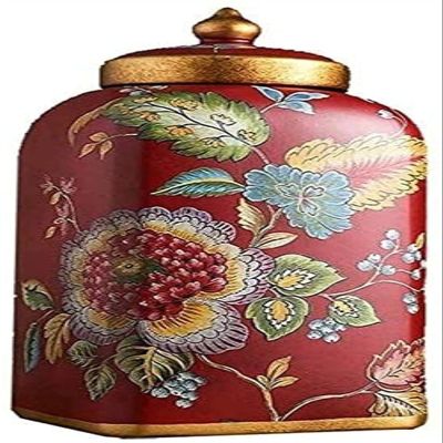 SBTXHJWCGLD Cremation Urns for Human Ashes Funeral Memorial Burial Remain Hand Ceramic Keepsake Urns Moisture-Proof Decorative Jar(Color:Red)