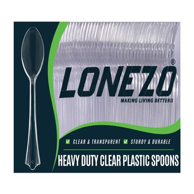 Lonezo [150 Count] Plastic Spoons Clear Spoons Plastic Disposable Eco Friendly Disposable Spoons Shatter Resistant Plastic Spoons Heavy Duty Plastic Cutlery