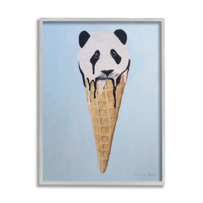 Stupell Industries Adorable Panda Bear Ice Cream Waffle Cone,Design by Coco de Paris