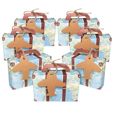 Faylapa Suitcase Candy Boxes, Party Favor Candy Box, Vintage Kraft Paper Gift Bag for Travel Theme Party,Wedding,Birthday,Bridal Shower (Airplane 50pcs)