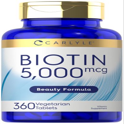 Carlyle Biotin 5000mcg | 360 Vegetarian Tablets | Beauty Formula Supplement | Non-GMO, Gluten Free