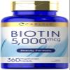 Carlyle Biotin 5000mcg | 360 Vegetarian Tablets | Beauty Formula Supplement | Non-GMO, Gluten Free view 1