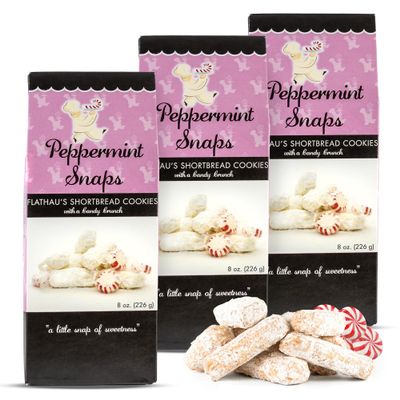 Flathaus Fine Foods, Gourmet Shortbread Cookies, Handcrafted All Natural Artisan Bites, Southern-Baked Sweet Snaps with a Buttery Finish (Pack of 3, Peppermint)