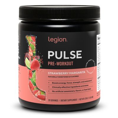 LEGION Pulse Pre Workout - All Natural Nitric Oxide Preworkout Drink to Boost Energy, Creatine Free, Naturally Sweetened, Beta Alanine, Citrulline, Alpha GPC (Strawberry Margarita)