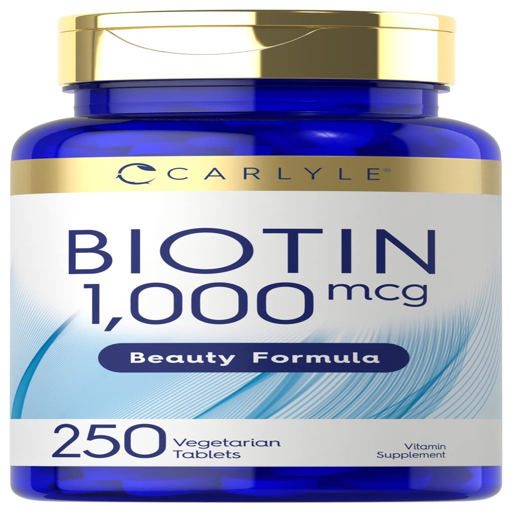 Carlyle Biotin 1000mcg | 250 Vegetarian Tablets | Beauty Formula Supplement | Non-GMO, Gluten Free
