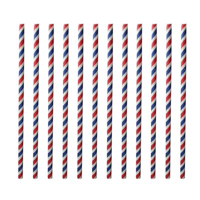 Blue Decor 200 Pcs Disposable 4th of July Paper Straws Blue White Striped Straws Drinking for Memorial Day Patriotic Americana Themed Party Supplies Smoothie
