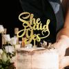 Gold She Said Yes Cake Toppers Mr And Mrs Wedding Cake Topper Bridal Shower Cake Topper For Wedding Personalized Initials Wedding Cake Topper With Date Acrylic Rustic Cake Toppers view 2