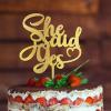 Gold She Said Yes Cake Toppers Mr And Mrs Wedding Cake Topper Bridal Shower Cake Topper For Wedding Personalized Initials Wedding Cake Topper With Date Acrylic Rustic Cake Toppers view 3