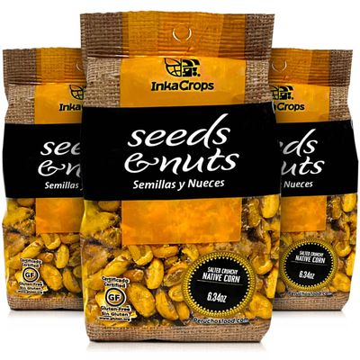 Inca Crops Maiz Cancha Tostado Saladito 6.34oz | Peruvian Salted Crunchy Native Corn 3 Pack