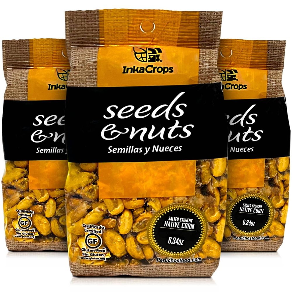 Inca Crops Maiz Cancha Tostado Saladito 6.34oz | Peruvian Salted Crunchy Native Corn 3 Pack