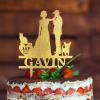 Mr And Mrs Cake Topper For Wedding Couple Married Cake Topper Bride And Groom Silhouette Rustic Cake Topper For Wedding With Pug Dog And Border Collie Gold Acrylic Custom Cake Topper view 3