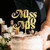 Miss To Mrs Wedding Cake Toppers Gold Bride And Groom Personalized Cake Toppers Mr & Mrs Wedding Cake Toppers Personalized Engagement Wedding Cake Decorating Supplies Acrylic Gold Cake Toppers view 2