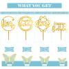 24Pcs Happy Birthday Cake Toppers Acrylic with 3D Blue Butterfly Cupcake Decorations for Wedding Birthday Party Decor Baby Shower view 2