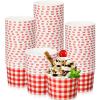 Sieral 9 oz Ice Cream Paper Cup Bowl Disposable Gingham Picnic Dessert Buffalo Plaid Snack Checkered Paper Bowl Bulk Hot Cold Food Kitchen Christmas Party Favors(Red,100 Pack) view 1
