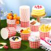 Sieral 9 oz Ice Cream Paper Cup Bowl Disposable Gingham Picnic Dessert Buffalo Plaid Snack Checkered Paper Bowl Bulk Hot Cold Food Kitchen Christmas Party Favors(Red,100 Pack) view 2