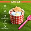 Sieral 9 oz Ice Cream Paper Cup Bowl Disposable Gingham Picnic Dessert Buffalo Plaid Snack Checkered Paper Bowl Bulk Hot Cold Food Kitchen Christmas Party Favors(Red,100 Pack) view 4