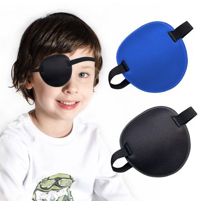 2PCS Eye Patch, Medical Eye Patches for Adults, Adjustable 3D Eye Patch, Soft Amblyopia Lazy Eye Patches for Left or Right Eyes, for Adults and Kids (Black, Blue)