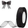 Hiswan 3/4 inch Sheer Organza Ribbon 50 Yards Black Chiffon Ribbon for Gift Wrapping Christmas Halloween Decoration Wedding Bouquet Crafts view 1