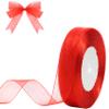 Hiswan 3/4 inch Sheer Organza Ribbon 50 Yards Red Chiffon Ribbon for Gift Wrapping Christmas Halloween Decoration Wedding Bouquet Crafts view 1