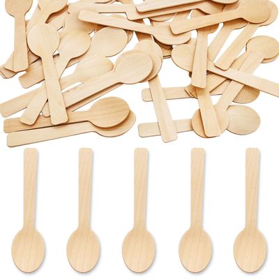 200 Pcs Mini Wooden Spoons, 4 Inch Disposable Wooden Dessert Spoons, Biodegradable Compostable Birchwood