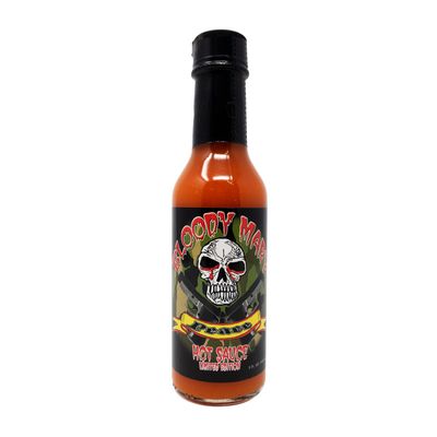 Bloody Mary Habanero Hot Sauce 5 Oz. Great Hot Sauce Gift (Camo Peace Skull Label)
