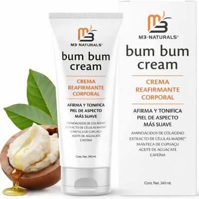 Bum Bum Cream with Lemon Vanilla Scent, 2-in-1 Skin Care Cellulite Treatment & Massage Lotion, Non-Greasy Skin Tightening for Firm Butt, Belly, and Thighs with Cupuau, Collagen, and Caffeine, 8 Fl Oz