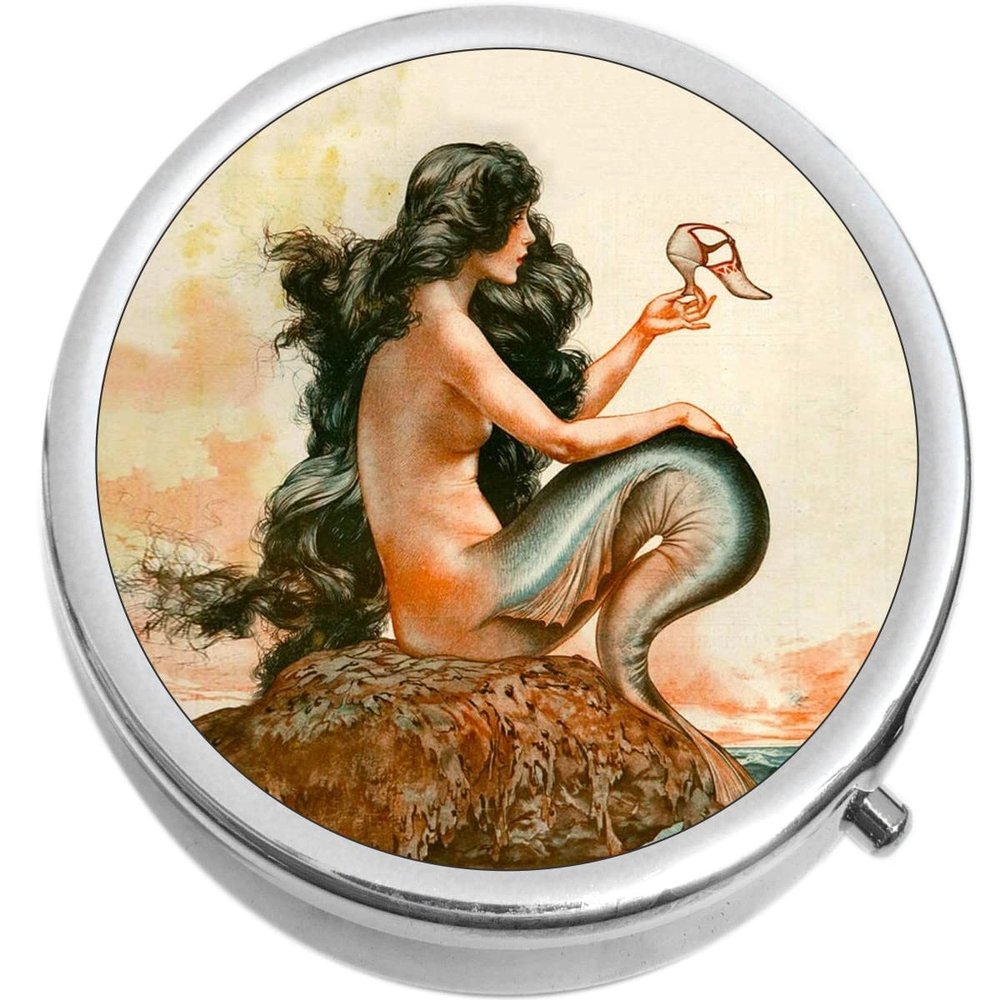 A Slice in Time Mermaid French Nouveau Travel Medicine Pill Box