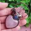 Acxico 1Pcs Natural Rose Quartz Crystal Heart Carved Pendant Clear Quartz Point Healing view 2