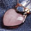 Acxico 1Pcs Natural Rose Quartz Crystal Heart Carved Pendant Clear Quartz Point Healing view 3