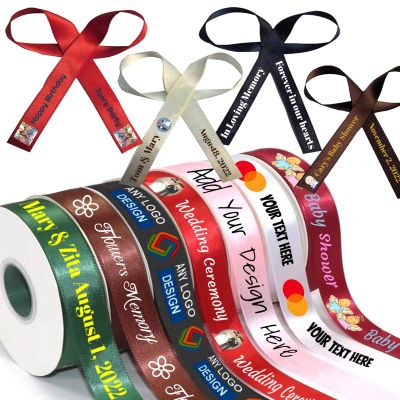 Personalized Ribbon Custom Pre-Cut Ribbon with Name/Photo/Text for Favors Wedding Invitation Baby Shower Birthday Party Wrap Gift Box-100 Yards