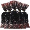 100 Pieces Black and Rose Gold Cellophane Bags 10.8 x 5 inch Plastic Party Treat Bags Candy Goody Treat Bag with 100 Gold Twist Ties for Back to School Birthday Wedding Graduation Party Supplies view 1