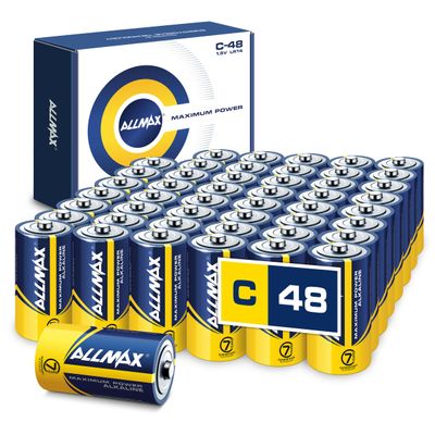 Allmax C Maximum Power Alkaline Batteries (48 Count) Ultra Long-Lasting, Leakproof Design, 7-Year Shelf Life, Maximum Performance (1.5V)