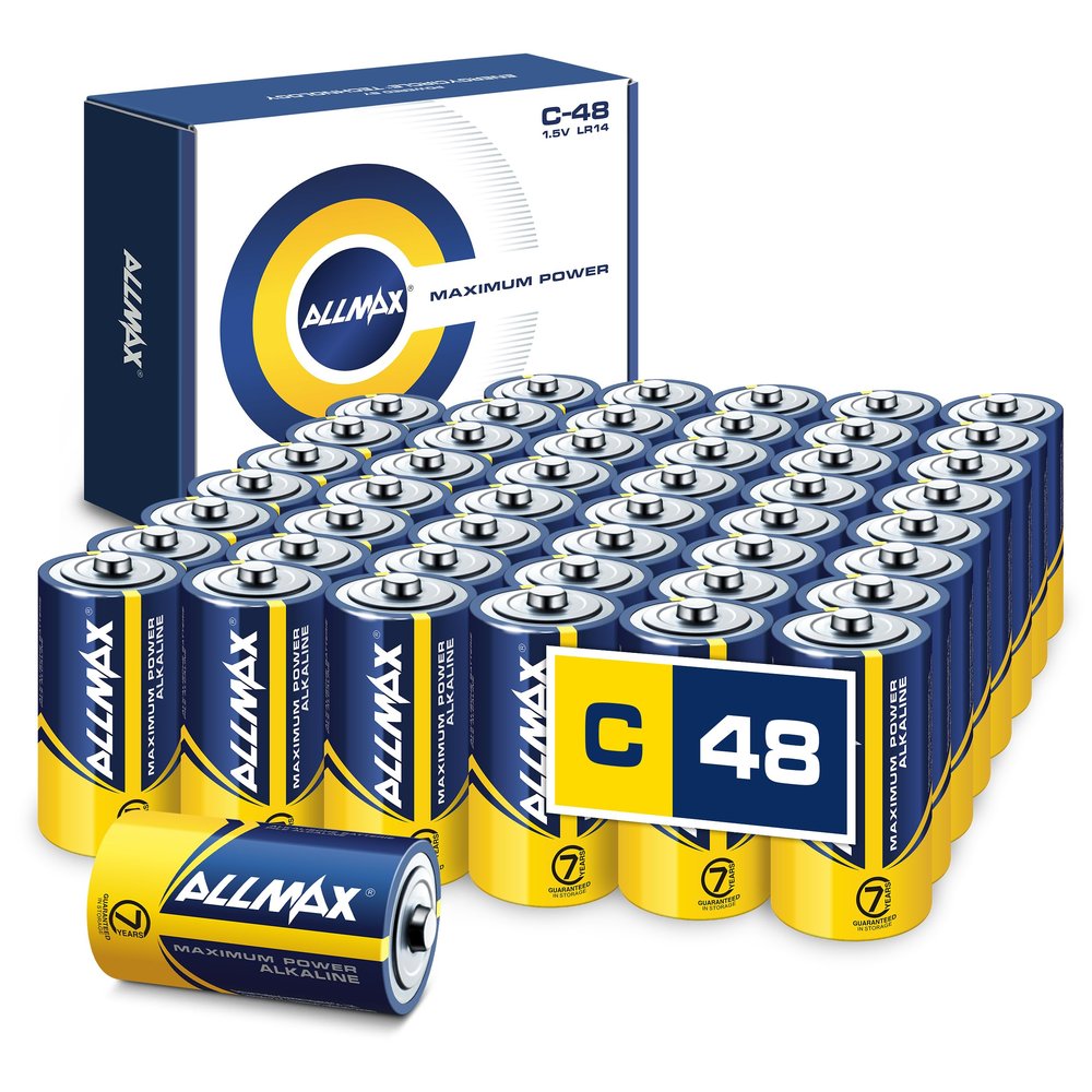 Allmax C Maximum Power Alkaline Batteries (48 Count) Ultra Long-Lasting, Leakproof Design, 7-Year Shelf Life, Maximum Performance (1.5V)