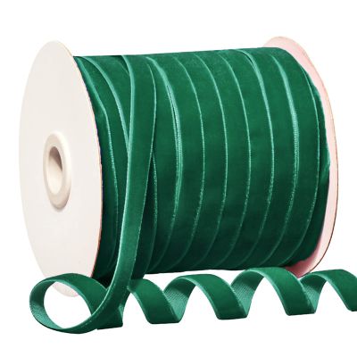 50 Yards Velvet Ribbon, 3/8 inch (10mm) Green Velvet Ribbon for Gift Wrapping, Valentine's Day, Wedding, Christmas, DIY Crafts, Decoration, Choker