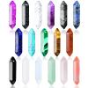 17Pcs Healing Crystals Stones Sets, Hexagonal Bullet Shaped Reiki Meditation Gemstone Chakra Stones Tiger Eye Obsidian Quartz Crystals Gemstone Wand Set Pendants with Storage Box view 1
