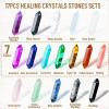 17Pcs Healing Crystals Stones Sets, Hexagonal Bullet Shaped Reiki Meditation Gemstone Chakra Stones Tiger Eye Obsidian Quartz Crystals Gemstone Wand Set Pendants with Storage Box view 2