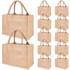 12 Pcs Large Jute Totes Burlap Gift Bags with Handles 12.6x 8.3 x 5.1inches Reusable Blank Bridesmaid Gift Bags Burlap Bags for Beach Teacher Bridesmaid Wedding DIY Decoration(12.6x 8.3 x 5.1inches) view 1