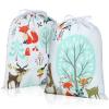 Shappy 2 Pcs Drawstring Fabric Gift Bags, Woodland Animal Reusable Gift Wrap, 15.75 x 11.81'' Large Bag for Christmas Baby Shower Party Favor Gender Reveal Birthday Party Supplies view 1