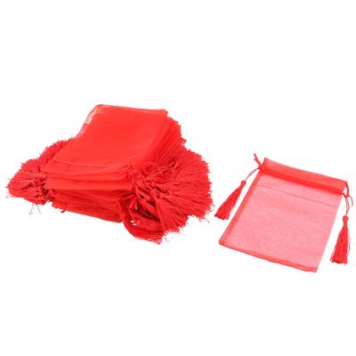 Ruilogod Organza Wedding Party Tassels Decor Candy Jewelry Pouch Gift Bag 13 x 18cm 50 Pcs Red (id: 221 9ad 5d3 226 3bc