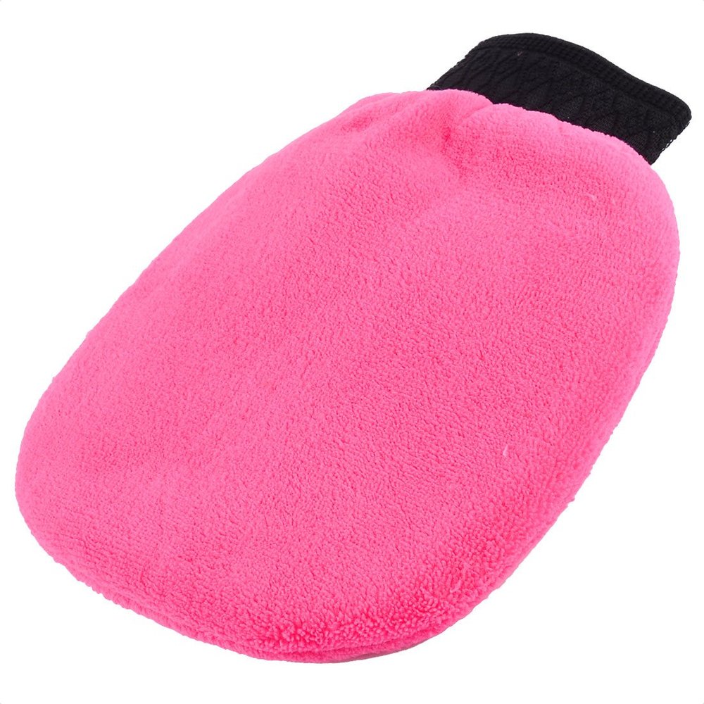 Ruilogod Cotton Blends Household Kitchen Floor Wall Car Auto Cleaning Glove Fuchsia Black (id: cf0 dbe 3fd 2b4 85e