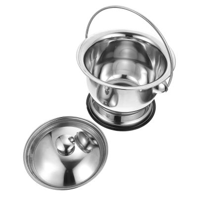 Tofficu Stainless Steel Urinary Pot with Lid 9.84 Inch Portable Covered Night Urinal Bedpan for Elderly Children Pregnant Women Home Travel
