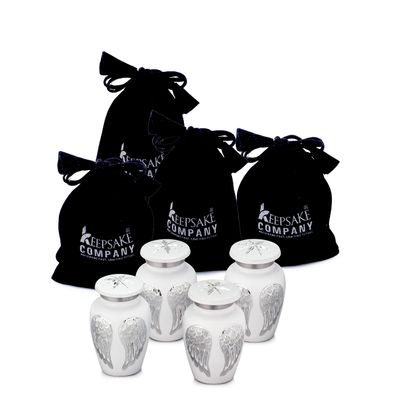 Keepsake Company Small Urns for Human Ashes - Angel Wings Mini Urns for Human Ashes - Cremation Keepsakes urns for Ashes - Ash Holders for Human Ashes Urn -ERN - Tiny Urns for Men - (Set of Four/4)