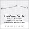 Inside Corner Grab Bar for Shower Bathtub - Stair Bed Hallway Toilet / Stand Assist Handrail / 304 Stainless Steel / Smooth Grip / 34" x 18" x 1.25" view 2