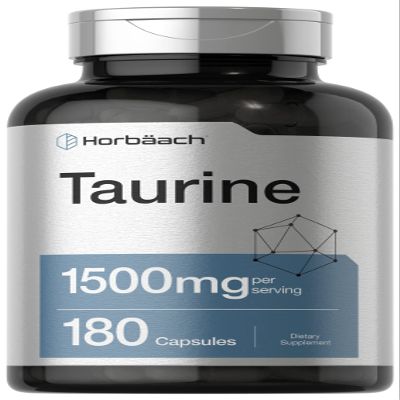 Horbach Taurine Supplement 1500mg | 180 Capsules | Non-GMO and Gluten Free