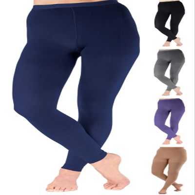 Plus Size Compression Tights for Women 20-30mmHg - Footless Compression Pantyhose for Circulation during Travel, Airplane, Athletic, Nursing - Navy, 2X-Large - A717NV5