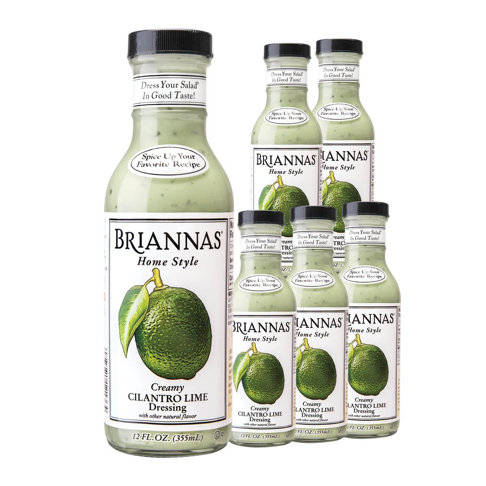 BRIANNAS - Home Style Creamy Cilantro Lime Dressing  Fine Salad Dressing made with Premium Ingredients - Gluten Free, Kosher, & Low Sugar - 12 oz. Bottles - 6 Pack
